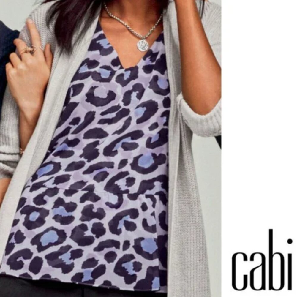 Cabi Feline Shirt Animal Print Sleeveless Blouse Tank Top 5536